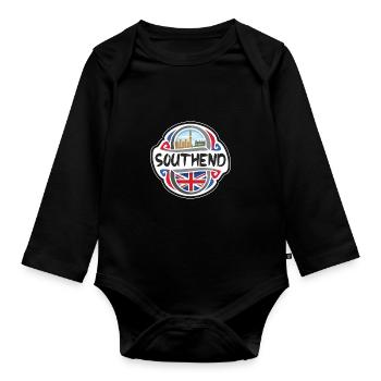 Southend UK United Kingdom Flag Travel Souvenir Ba - Organic Longsleeve Baby Bodysuit - black - Front