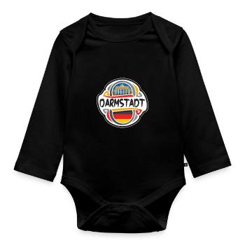 Darmstadt Deutschland Flaggenabzeichen Reise Souvenir Briefmarke - Baby Bio-Langarm-Body - Schwarz - Vorne