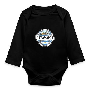 Catamarca Argentina Flag Travel Souvenir Badge Sta - Organic Longsleeve Baby Bodysuit - black - Front