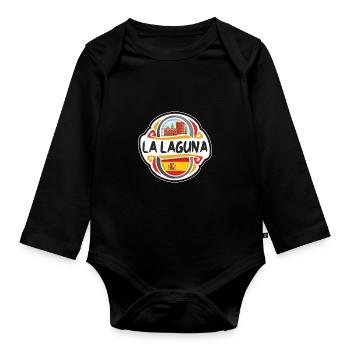 La Laguna Spanien Flagge Abzeichen Reise Souvenir Briefmarke - Baby Bio-Langarm-Body - Schwarz - Vorne