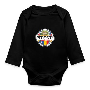 Pitesti Roumanie Drapeau Badge Voyage Souvenir Timbre - Body Bébé bio manches longues - noir - Devant