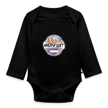 Amersfoort Netherlands Flag Travel Souvenir Badge - Organic Longsleeve Baby Bodysuit - black - Front