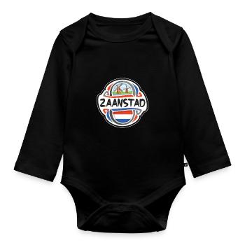 Zaanstad Netherlands Flag Travel Souvenir Badge St - Organic Longsleeve Baby Bodysuit - black - Front