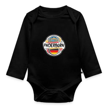 Paderborn Deutschland Flaggenabzeichen Reise Souvenir Briefmarke - Baby Bio-Langarm-Body - Schwarz - Vorne