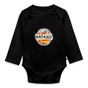 Badajoz Espagne Drapeau Badge Voyage Souvenir Timbre - Body Bébé bio manches longues - noir - Devant