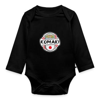 Komaki Japon Drapeau Badge Souvenir de Voyage Timbre - Body Bébé bio manches longues - noir - Devant