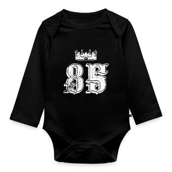 85 Number crown - Organic Longsleeve Baby Bodysuit - black - Front