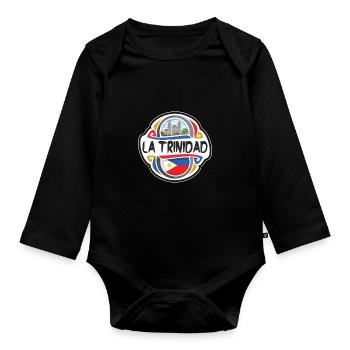 La Trinidad Philippines Drapeau Souvenir de Voyage Badge - Body Bébé bio manches longues - noir - Devant