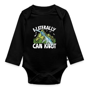 I Literally Can Knot Dino Dinosaurier Knoten - Baby Bio-Langarm-Body - Schwarz - Vorne