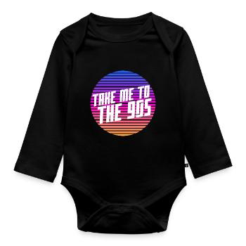 Child of the 90s - Organic Longsleeve Baby Bodysuit - black - Front