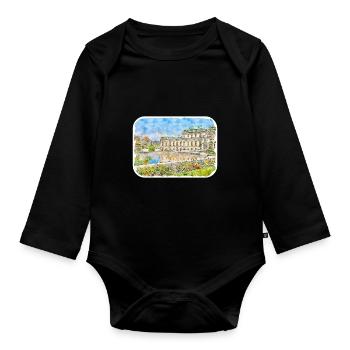 Vienna Austria Watercolor Sketch Painting - Organic Longsleeve Baby Bodysuit - black - Front