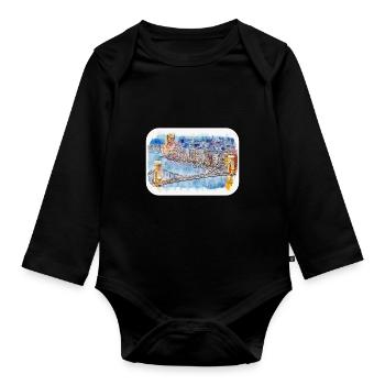 Budapest Ungarn Aquarell Skizze Illustration - Baby Bio-Langarm-Body - Schwarz - Vorne