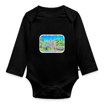 Saint-Pétersbourg Russie Aquarelle Esquisse Dessinée Illus - Body Bébé bio manches longues - noir - Devant