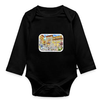 Spain Watercolor Sketch Hand Drawn Illustration - Organic Longsleeve Baby Bodysuit - black - Front