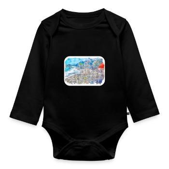 Quito Équateur Aquarelle Dessin Illustration - Body Bébé bio manches longues - noir - Devant