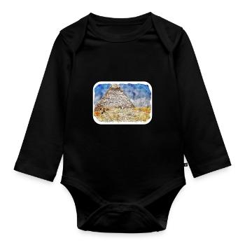 Cairo Egypt Watercolor Sketch Drawn Illustration - Organic Longsleeve Baby Bodysuit - black - Front