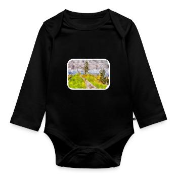 Illustration de l’esquisse à l’aquarelle de Slovénie - Body Bébé bio manches longues - noir - Devant