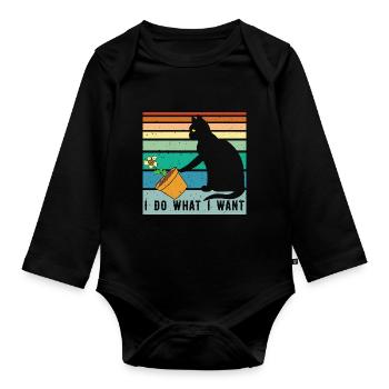 Cat I Do What I Want Cat Gift Cat Mom Cat - Organic Longsleeve Baby Bodysuit - black - Front