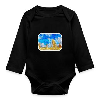 Australie Aquarelle Esquisse Dessinée à la Main Peinture - Body Bébé bio manches longues - noir - Devant