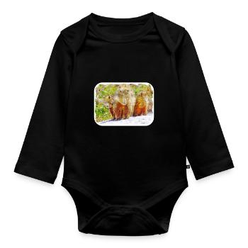 Russland Aquarellskizze Handgezeichnete Illustration - Baby Bio-Langarm-Body - Schwarz - Vorne