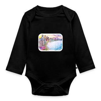Marrakesch Marokko Aquarell Skizze gezeichnet Paintin - Baby Bio-Langarm-Body - Schwarz - Vorne