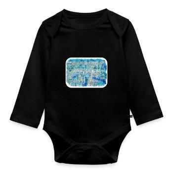 Chicago USA Watercolor Sketch Drawn Illustration - Organic Longsleeve Baby Bodysuit - black - Front