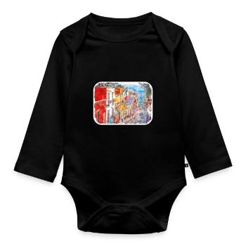 San Miguel De Allende Mexico Watercolor Sketch Dra - Organic Longsleeve Baby Bodysuit - black - Front