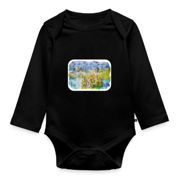 Illustration de l’esquisse à l’aquarelle de Slovénie - Body Bébé bio manches longues - noir - Devant