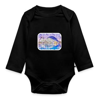 Spain Watercolor Sketch Hand Drawn Illustration - Organic Longsleeve Baby Bodysuit - black - Front