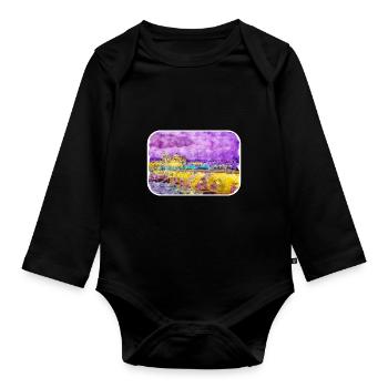 Spain Watercolor Sketch Hand Drawn Illustration - Organic Longsleeve Baby Bodysuit - black - Front