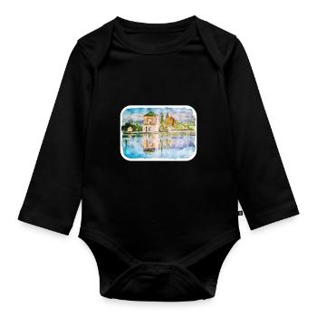 Marrakesch Marokko Aquarellskizze gezeichnete Paintin - Baby Bio-Langarm-Body - Schwarz - Vorne