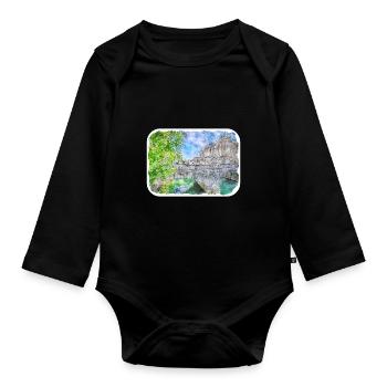 Illustration de l’esquisse à l’aquarelle de Slovénie - Body Bébé bio manches longues - noir - Devant