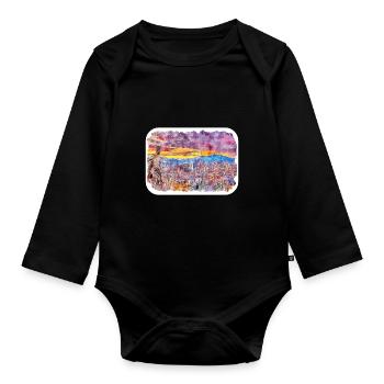 Barcelone Espagne Aquarelle Esquisse Dessiner Dessin - Body Bébé bio manches longues - noir - Devant
