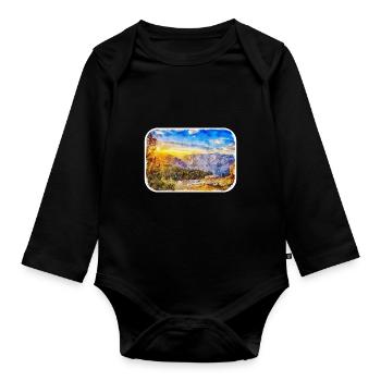 Australie croquis aquarelle peinture dessinée à la main - Body Bébé bio manches longues - noir - Devant