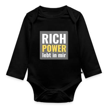 rich power lebt in mir - Baby Bio-Langarm-Body - Schwarz - Vorne
