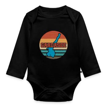 Gardasee Urlaub Retro - Baby Bio-Langarm-Body - Schwarz - Vorne