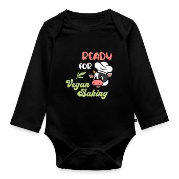Ready for Vegan Baking - Organic Longsleeve Baby Bodysuit - black - Front