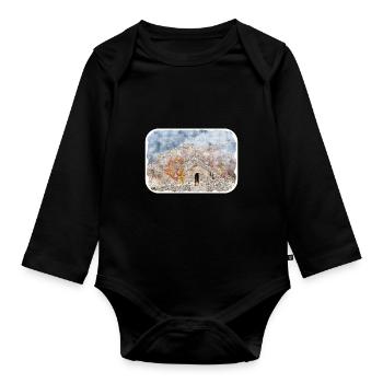 Illustration de l’esquisse à l’aquarelle de Pékin - Body Bébé bio manches longues - noir - Devant