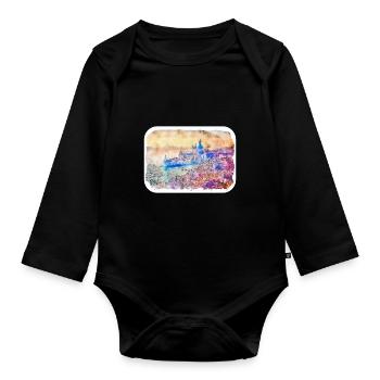 Venedig Italien Aquarell Skizze Illustration - Baby Bio-Langarm-Body - Schwarz - Vorne