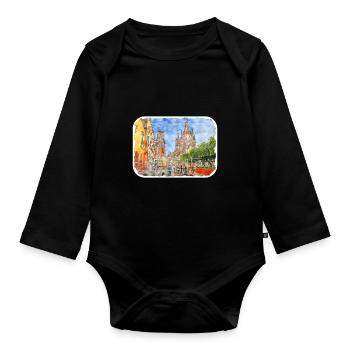 San Miguel De Allende Mexico Watercolor Sketch Dra - Organic Longsleeve Baby Bodysuit - black - Front