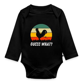 Drôle de poulet disant fermier cadeau poulet - Body Bébé bio manches longues - noir - Devant