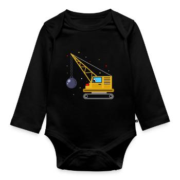 Abrissbirne Wrecking Ball Bagger Zerstörung Bauarb - Baby Bio-Langarm-Body - Schwarz - Vorne