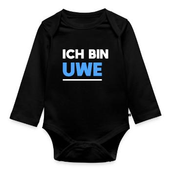 Uwe Name Spruch für stolze Uwes - Baby Bio-Langarm-Body - Schwarz - Vorne