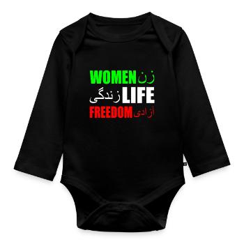 Women life freedom iran - Body Bébé bio manches longues - noir - Devant