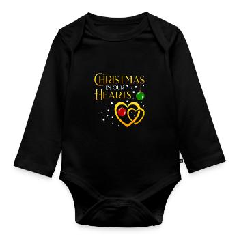 Christmas in my heart - Organic Longsleeve Baby Bodysuit - black - Front
