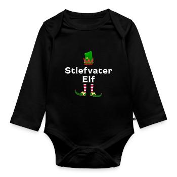 Stiefmama Elf Bonusmama Geschenk - Baby Bio-Langarm-Body - Schwarz - Vorne