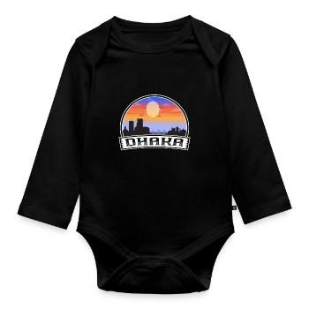 Dhaka Bangladesch Skyline Vintage Sonnenuntergang Reise Sou - Baby Bio-Langarm-Body - Schwarz - Vorne