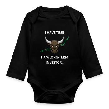 J’ai le temps, je suis un investisseur à long terme - Body Bébé bio manches longues - noir - Devant