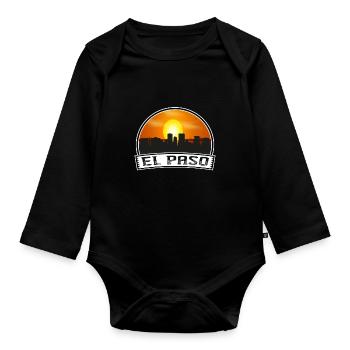 El Paso Texas USA Skyline Vintage Sonnenuntergang Reisen So - Baby Bio-Langarm-Body - Schwarz - Vorne