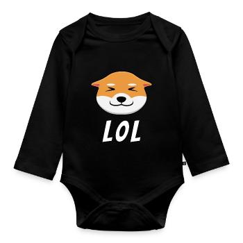 LOL - Chien Shiba-Inu au grand sourire Kawaii - Body Bébé bio manches longues - noir - Devant